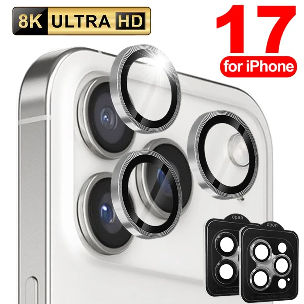 Pour iPhone 17 Pro Max Air anneau métallique caméra Len protecteur anti-rayures HD caméra lentille de protection verre trempé pour iPhone 17Air - imagen 2