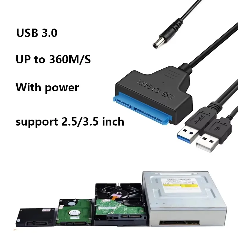 Cable convertidor USB3.0 a SATA Unidad de disco duro HDD SATA a USB 3,0 lector de disco duro SATA para HDD/SSD de 3,5/2,5 pulgadas con 12V/2A - imagen 4