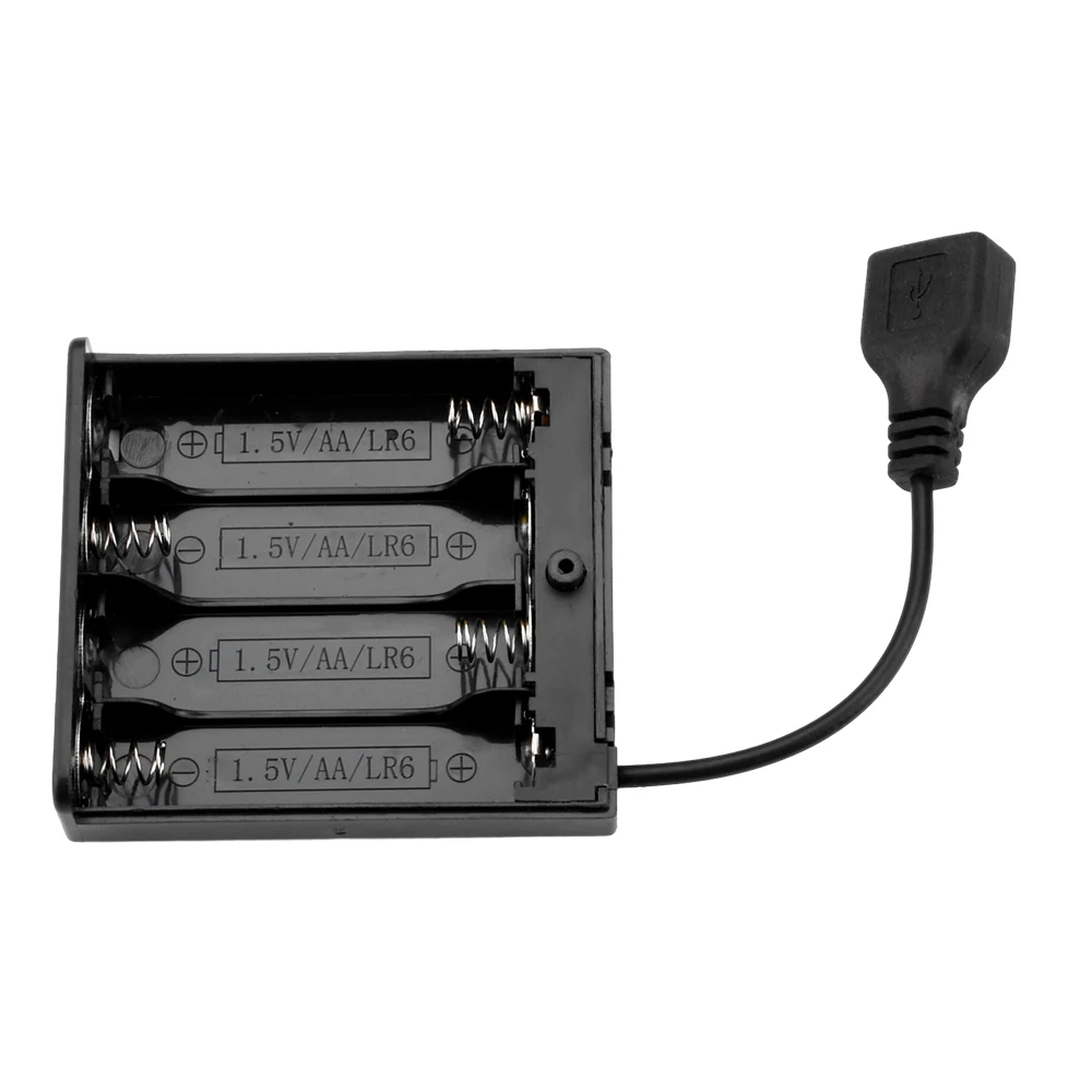 Soporte de batería AA negro, caja de batería con tapa, interruptor de encendido/apagado y enchufe hembra USB, 4 ranuras, 3 ranuras - imagen 3