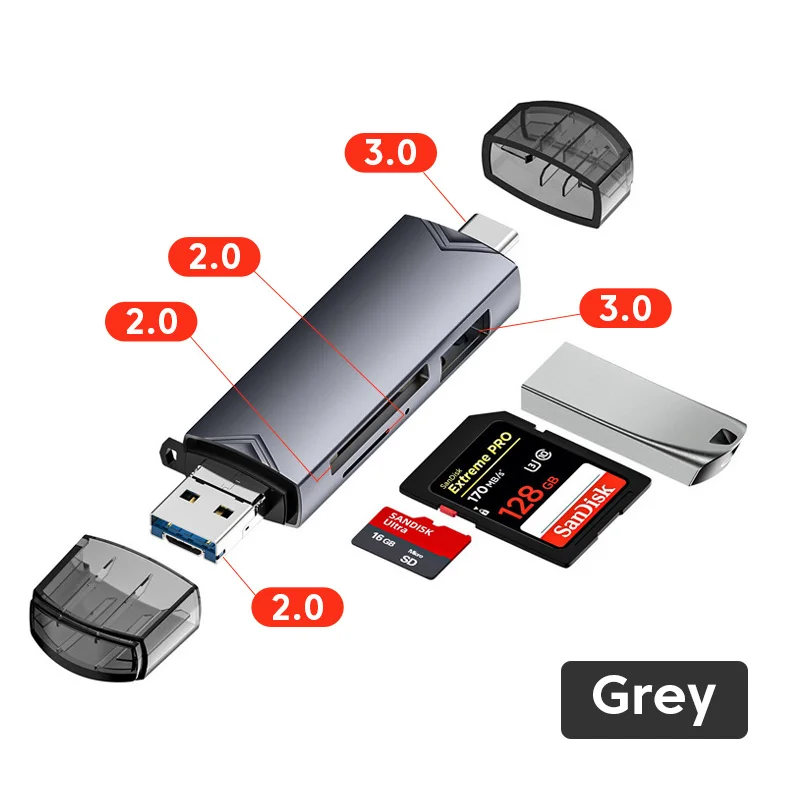6 in 1 USB 3.0 Black