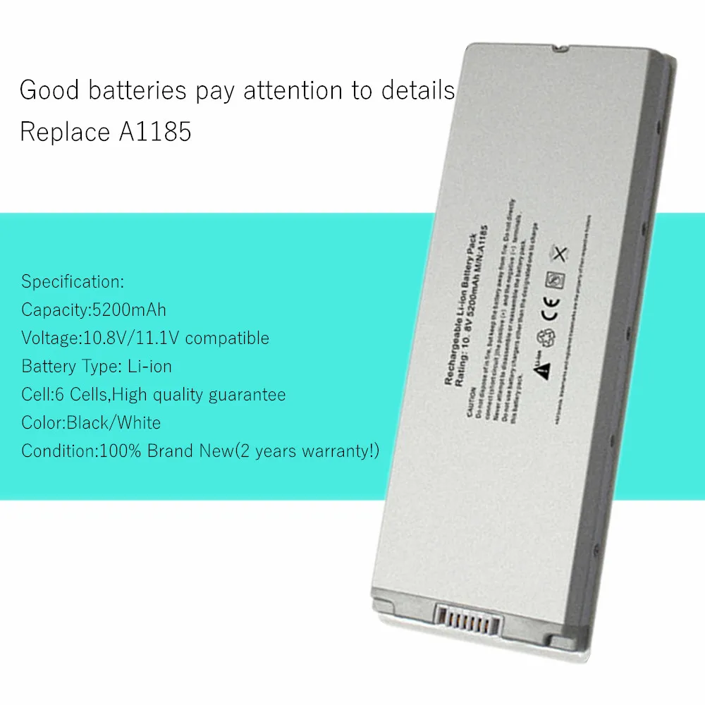 A1185 Batería para portátil Apple Macbook 13" MAC A1181 MA566FE/A MB881LL/A Blanco 55Wh - imagen 3