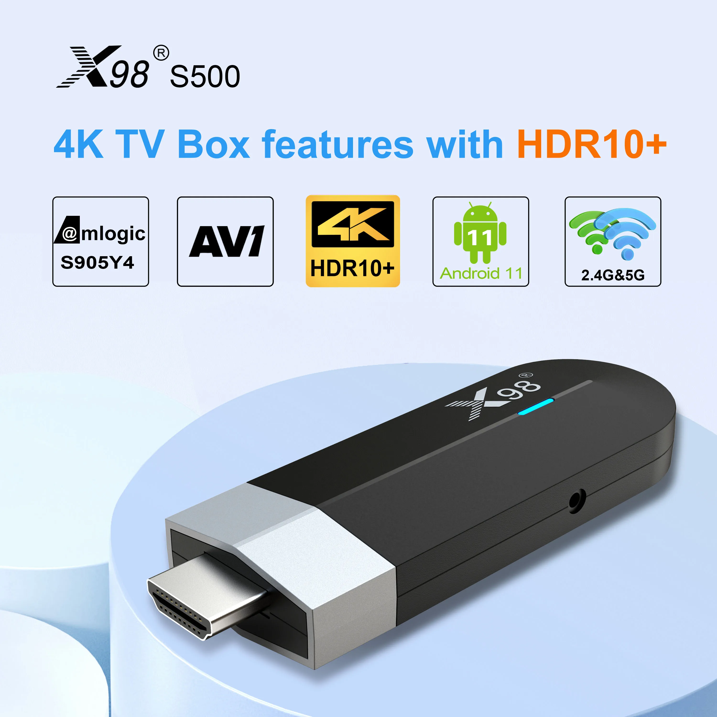 Dispositivo de TV inteligente X98 S500, decodificador con Android 11, Amlogic S905Y4, 2 GB, 16 GB, 4 GB, 32 GB, AV1, 4K, 60fps, 2,4G y 5G, Wifi Dual, X98 - imagen 2