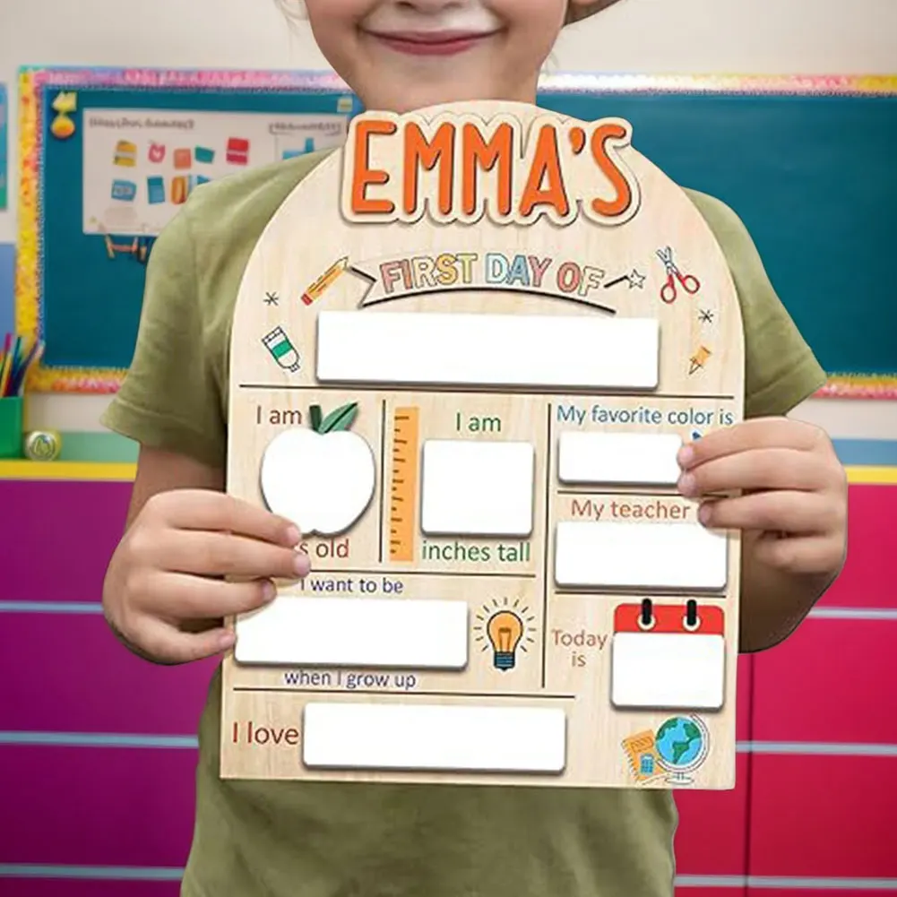 Tablero para el primer y el último día de la escuela, tablero de mensajes de fotos reutilizable, tablero personalizado para el primer día de clases, pizarra para la escuela de niños - imagen 3