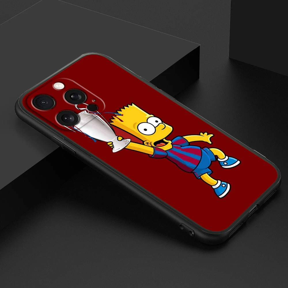 Funda de teléfono con dibujos animados de Los Simpsons, carcasa negra para iPhone 15 14 13 12 11 XS XR X 8 7 SE Pro Max Plus Mini - imagen 3