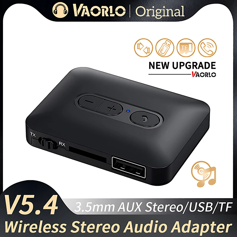 Multifunción Bluetooth 5.4 Receptor de audio Transmisor Soporte USB U-Disk Reproducción de tarjeta TF 3.5MM AUX Estéreo Sin pérdidas Adaptador inalámbrico de música HIFI con micrófono para automóvil TV PC Altavoz
