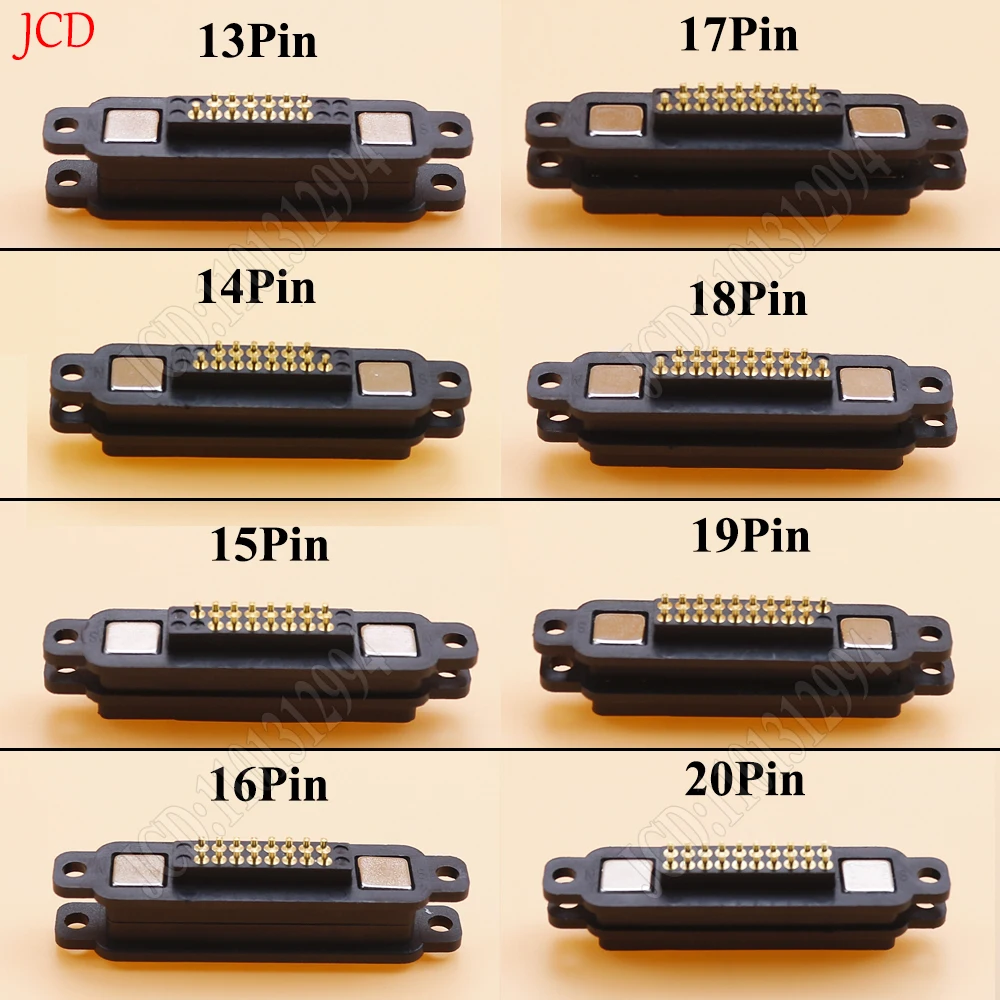 Conector magnético cuadrado con orificios de tornillo, toma de corriente CC con resorte de PogoPin macho y hembra, 13, 14, 15, 16, 17, 18 y 19/20 Pines, 1 par - imagen 2