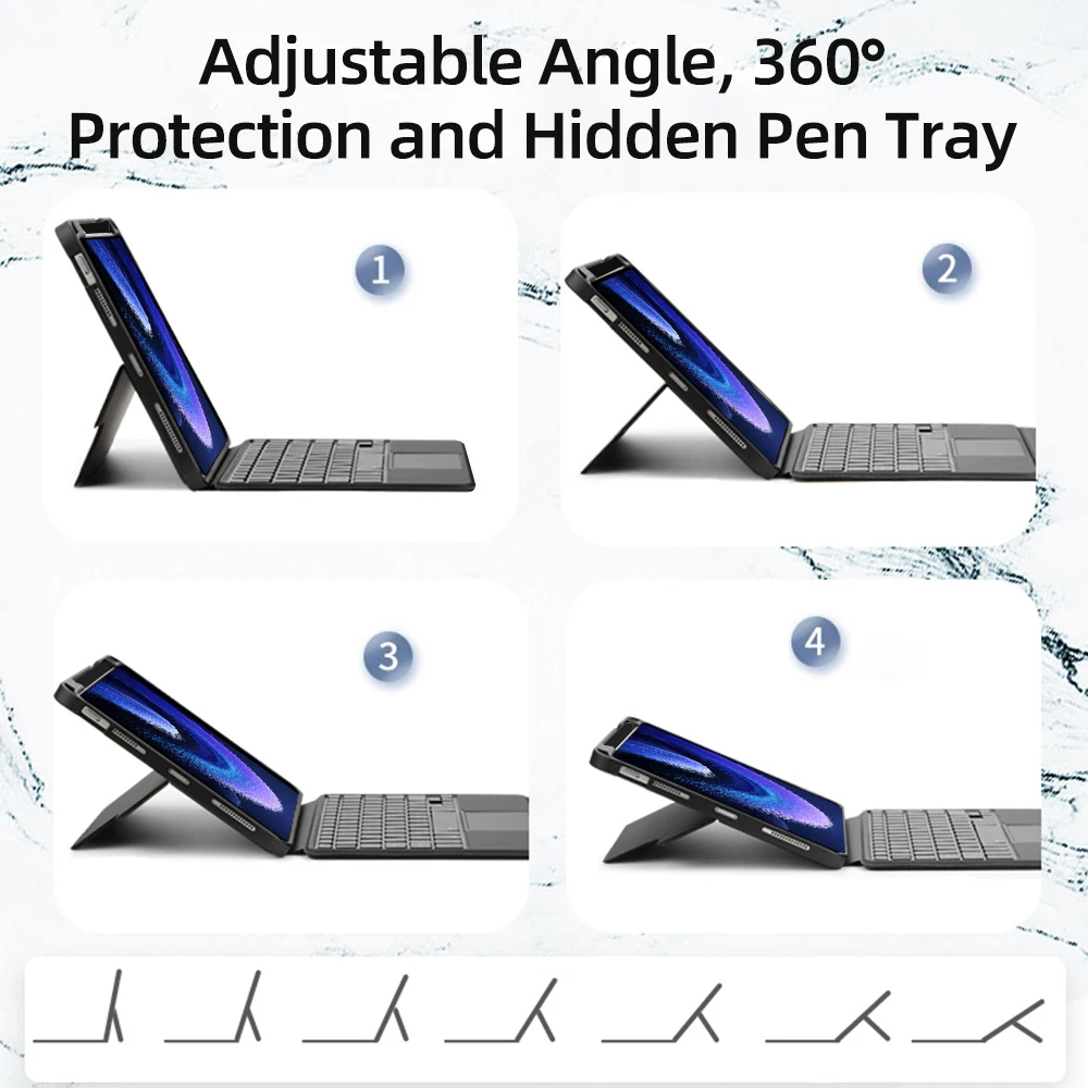 Funda con teclado mágico para Xiaomi Mi Pad 7 7 Pro 11,2, Mi Pad 6/6 Pro, Mi Pad 5/5 Pro, cubierta para teclado retroiluminado de 11 pulgadas, 2024 - imagen 3