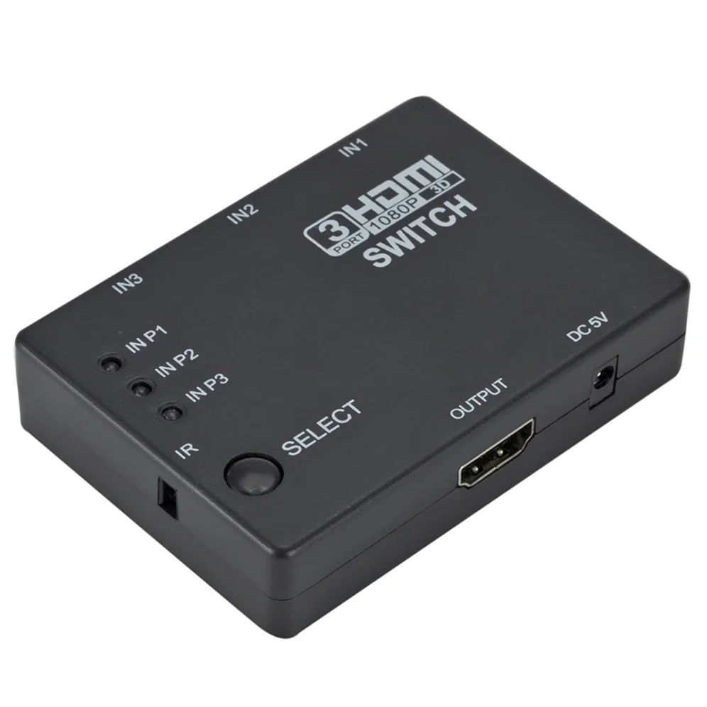 Conmutador HDMI GRWIBEOU 3 en 1 salida 3 puertos divisor HDMI caja de interruptor Hub 1080p HD 1,4 con control remoto para proyector de DVD HDTV XBOX360 - imagen 5