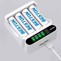 Cargador USB baterías AA AAA NiMH con indicador LCD inteligente