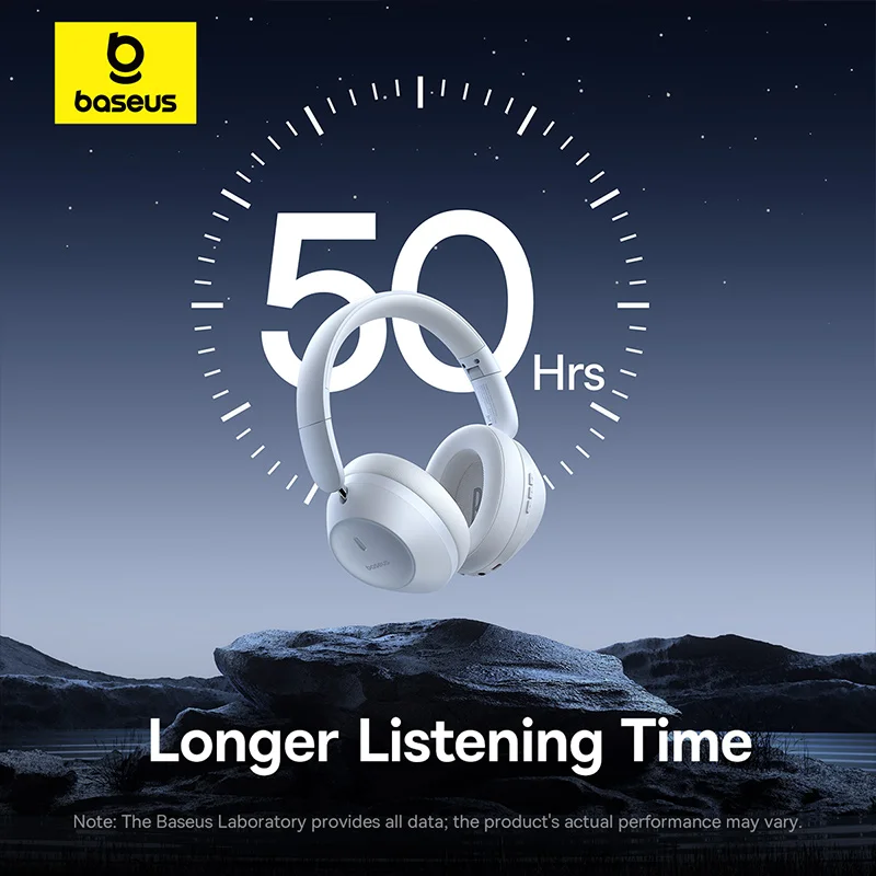 Baseus Bass 30 Max auriculares inalámbricos Bluetooth 5,3 40mm mejora de graves auriculares plegables sobre la oreja 50H tiempo de reproducción auriculares para juegos - imagen 5