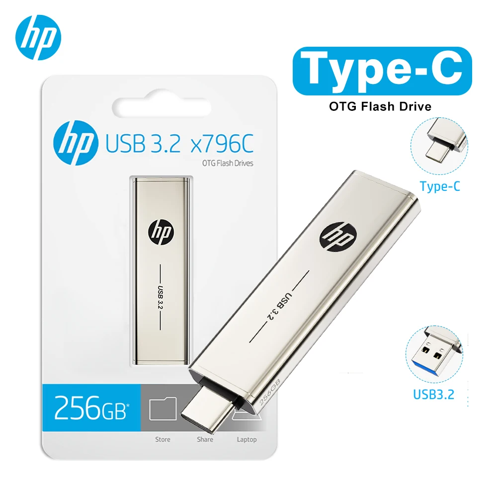 HP Original USB3.2 Type C Two in One Flash Drive 64GB 128GB 256GB for Computer Mobile Phone Dual Use USB Flash Drive - imagen 2