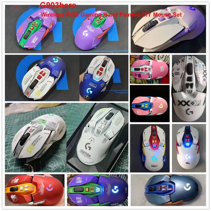 Para compatible con G903RGB/G903 hero, ratón RGB inalámbrico con cable de modo dual, pulverización pintada a mano, juego de piezas de ratón/carcasa personalizables DIY - imagen 2