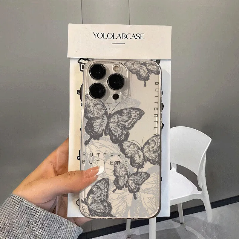 Funda de mariposa Retro transparente para Samsung Galaxy A56 A55 A54 A35 A36 A26 A16 A15 A14 A34 A53 S25 S24 S23 Ultra Plus S20 S21 S24 FE - imagen 2