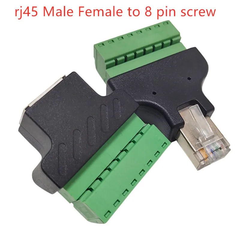Nuevo 1 Uds rj45 macho a 8 pines adaptador de red de terminal de tornillo Rj45 hembra a bloque de terminales de tornillo conector 8p para CCTV DVR