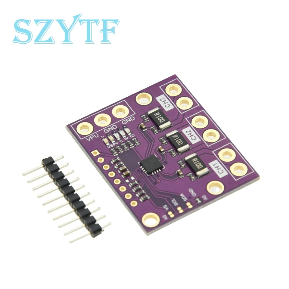 Módulo de placa de Sensor de Monitor de voltaje de fuente de alimentación de corriente de derivación de Triple canal I2C SMBUS INA3221, reemplaza INA219 con pines - imagen 5