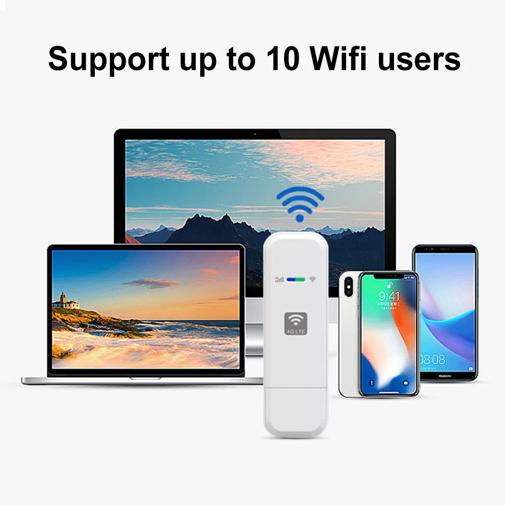Enrutador WiFi USB 4G LTE, adaptador de red inalámbrico de 150Mbps con ranura para tarjeta SIM, versión europea Plug and Play para viajes al aire libre - imagen 2