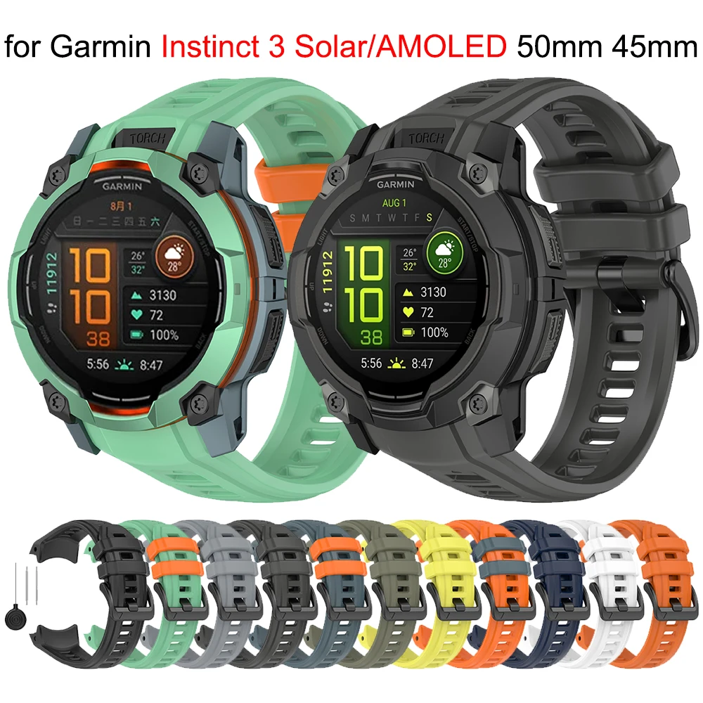 Correa Original de 22mm y 26mm para Garmin Instinct 3, 45mm, 50mm, AMOLED, Correa de silicona Solar para reloj inteligente, pulsera Instinct E de 45mm - imagen 2