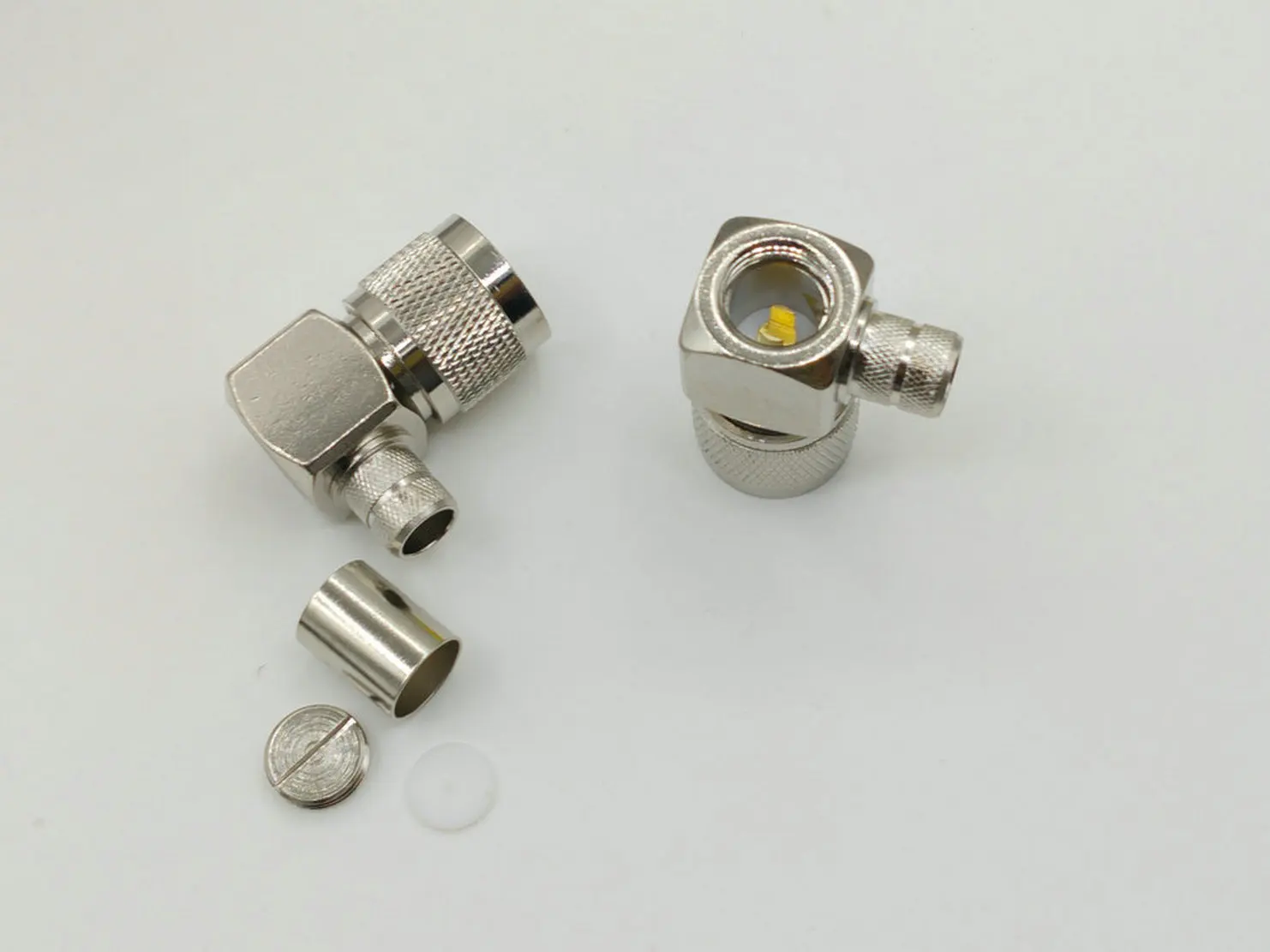 Conector macho N de cobre de 50 piezas, conector RA de ángulo recto, engarce ranurado para cable LMR400 RG8 RG214 RG213, adaptador RF - imagen 4