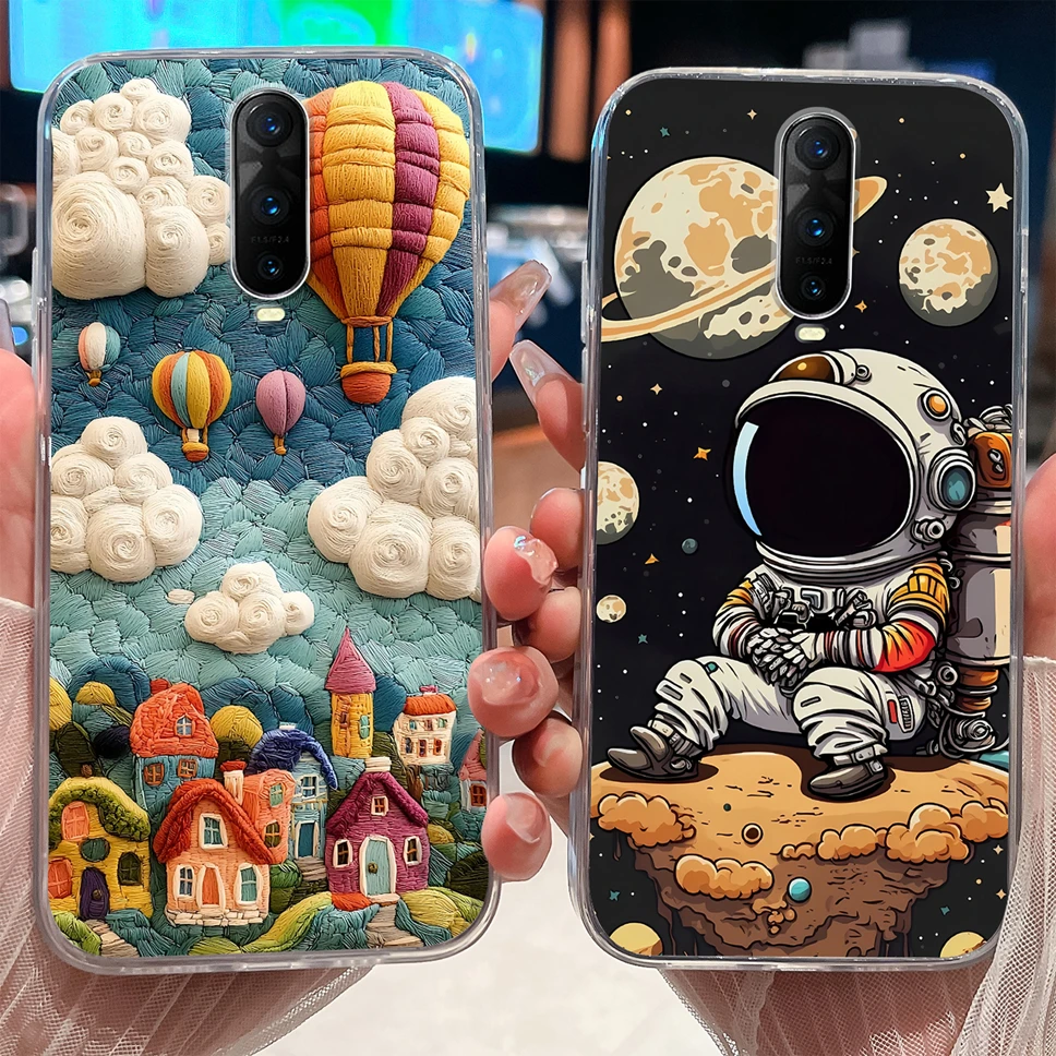 Para Oppo R17 Pro Funda de teléfono encantador astronauta suave delgado TPU transparente Funda trasera de silicona para Oppo R 17 Funda ligera Capa