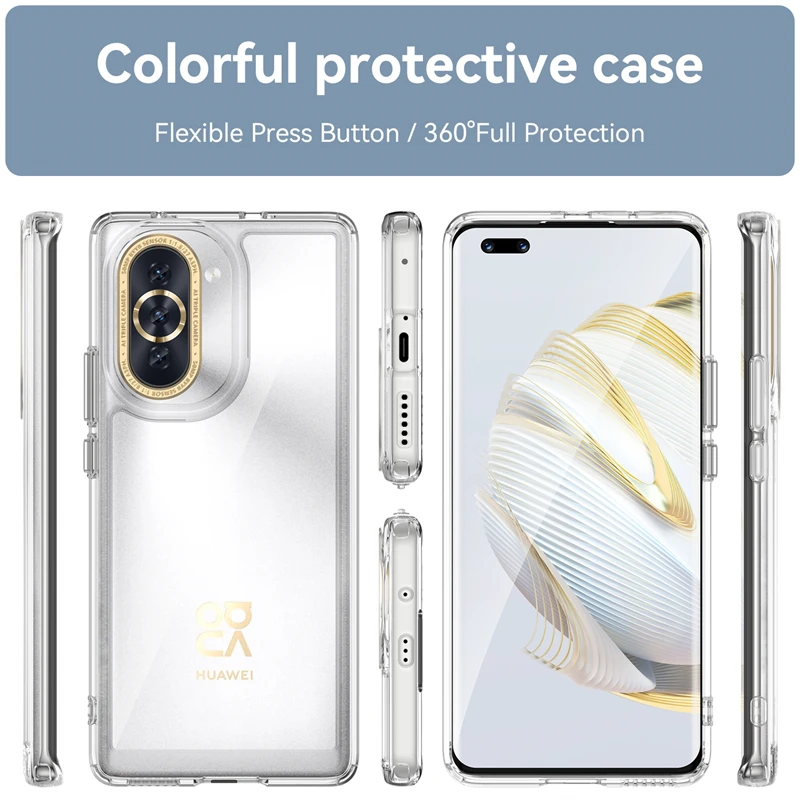 Funda trasera para Huawei Nova 10, carcasa transparente de color claro para Huawei Nova 10 Pro - imagen 3