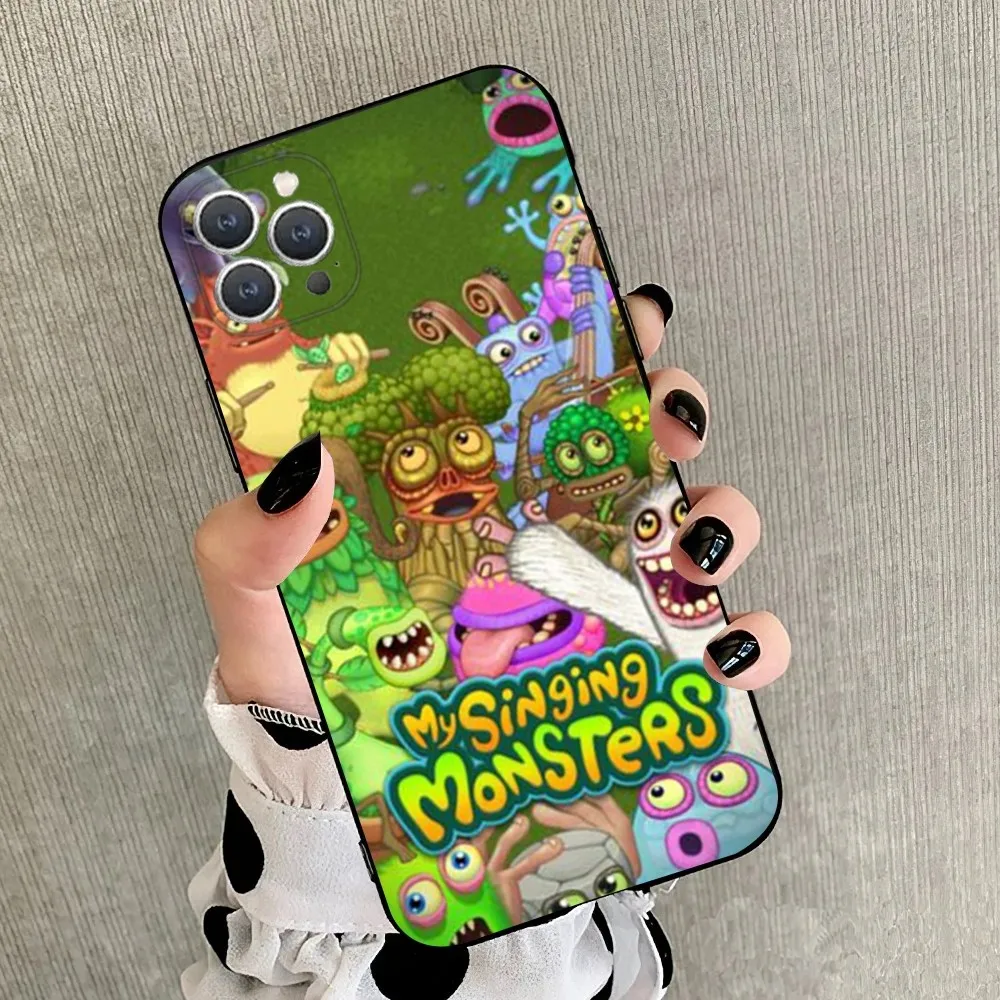 Funda de teléfono My Singing M-Monsters para iPhone 15,14,13,12,11,Plus,Pro Max,XS,X,XR,SE,Mini,8,7 funda negra de silicona suave - imagen 4
