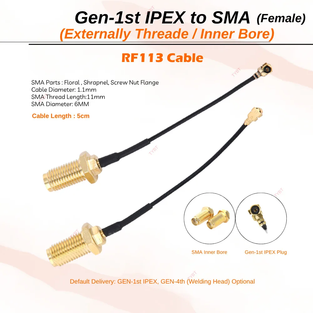 Cable de puente de conexión RF Cable RF hembra IPEX a SMA - Adaptador U.FL a SMA, cable de puente coaxial para antena/WiFi/GPS - imagen 5