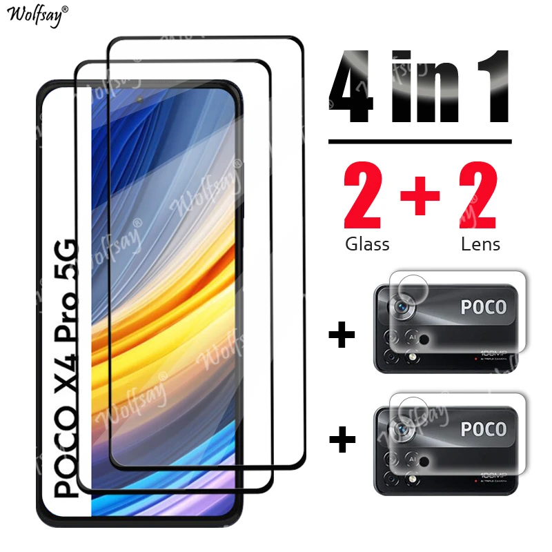 Protector de pantalla de vidrio templado para Xiaomi, película de lente para POCO X4 Pro, F5 Pro, X5 Pro, X4 GT, F4 GT, X4 Pro, M4, X4, X3, M3, M5, M5S