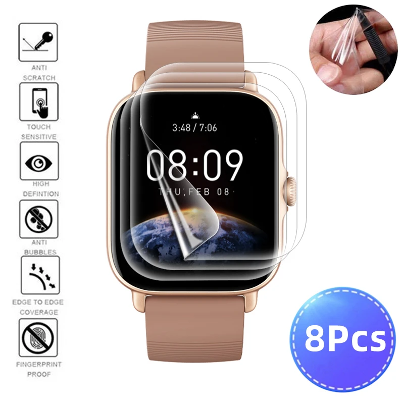 Película de hidrogel suave para reloj inteligente Amazfit GTS 3 GTS 4 4Mini, Protector de pantalla para Huami Amazfit GTS3 GTS4 GTS 2Mini, 8-1 Uds.