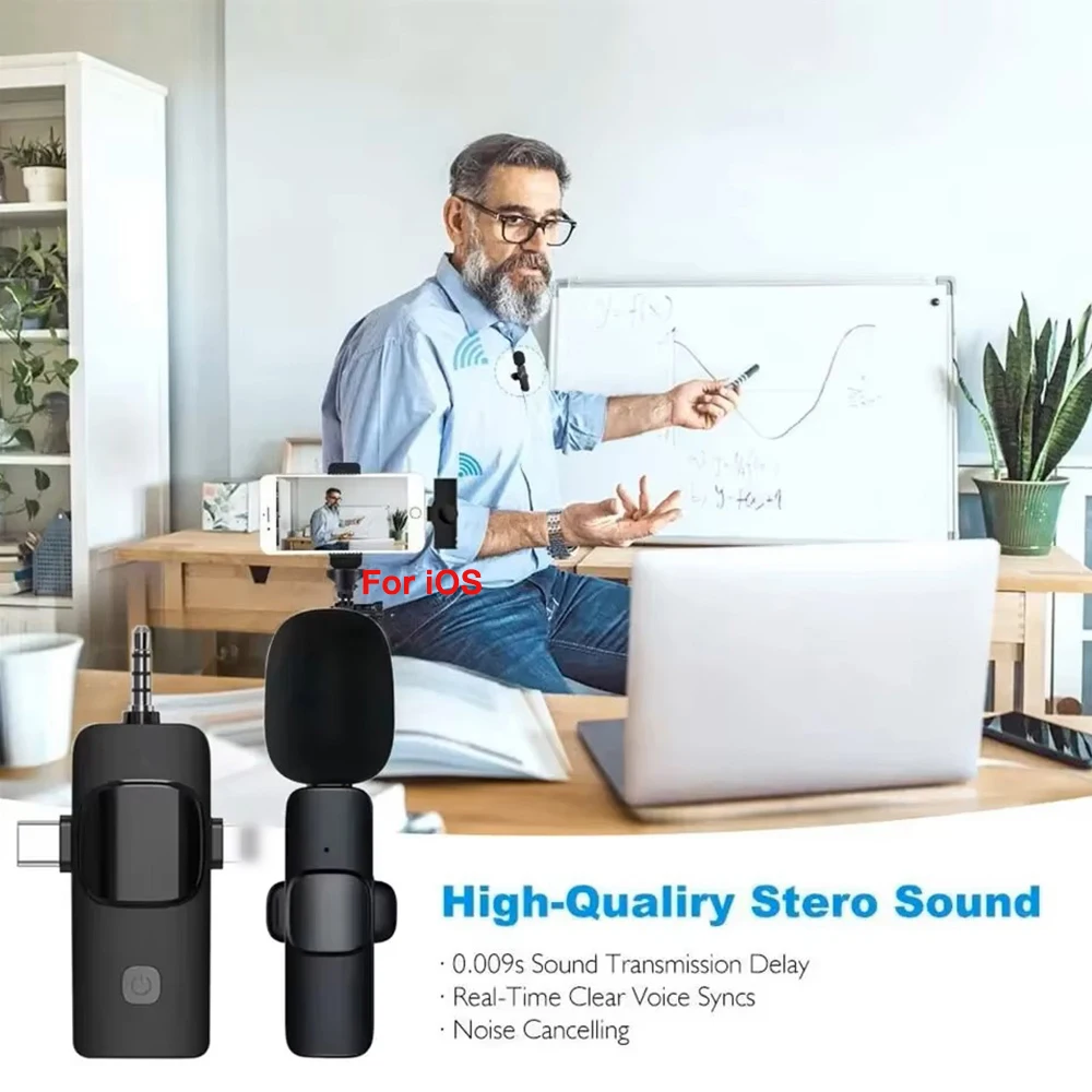 Mini micrófono inalámbrico lavalier 4 en 1 de 3,5 mm, cancelación de ruido, adecuado para transmisión en vivo, grabación y reuniones - imagen 4