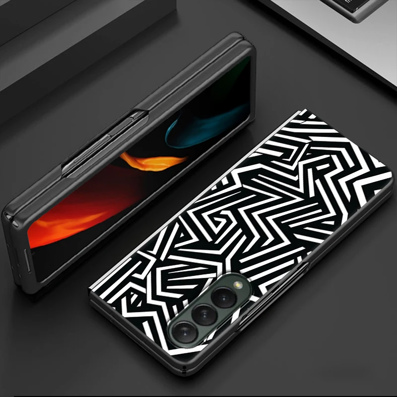 Funda con patrón de arte negro para Samsung Galaxy ZFold3 ZFold4 Z Fold 7 6 5 4 3 ZFold5 ZFold7 ZFold6, funda trasera para teléfono - imagen 5