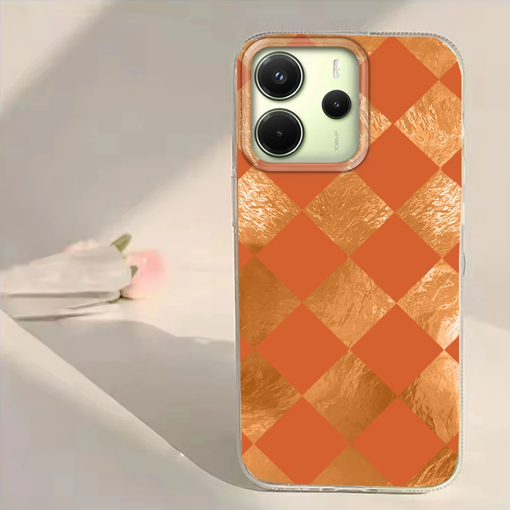  ﻿ Funda de teléfono con rejilla a cuadros negra para Xiaomi Redmi Note 14 13 12 11 11S 10 10S 9 Pro 15C 9C 13C 14C A3 A3X 9C A1 15 - imagen 4