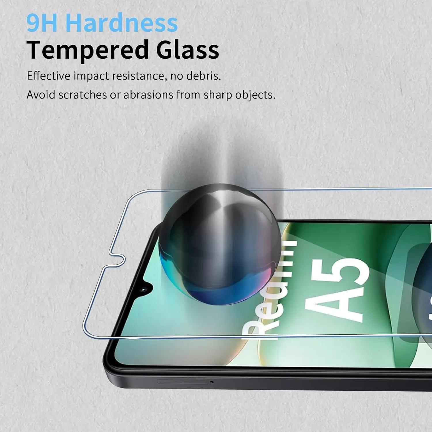 Protector de pantalla de vidrio templado de dureza 9H para Xiaomi Redmi A5 HD transparente antihuellas a prueba de golpes 2/4 Uds - imagen 2