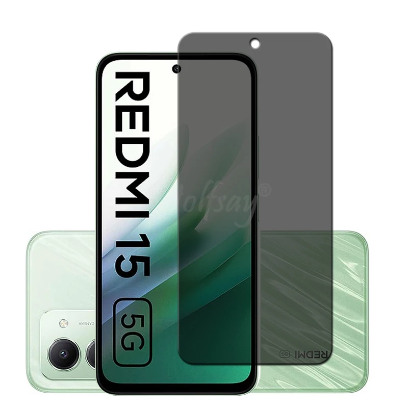 4 Uds Anti espía Protector de pantalla de vidrio para Xiaomi Redmi 15 vidrio privacidad Peep película templada Redmi 15 vidrio templado Redmi 15 - imagen 2