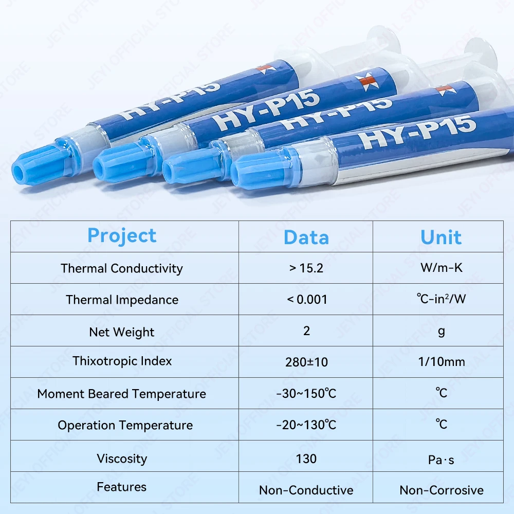 JEYI (15,2 W/m · K) pasta térmica de silicona de 2g para disipador de calor SSD y refrigeración de CPU/GPU, compuesto térmico de silicona para tarjeta gráfica de portátil - imagen 2