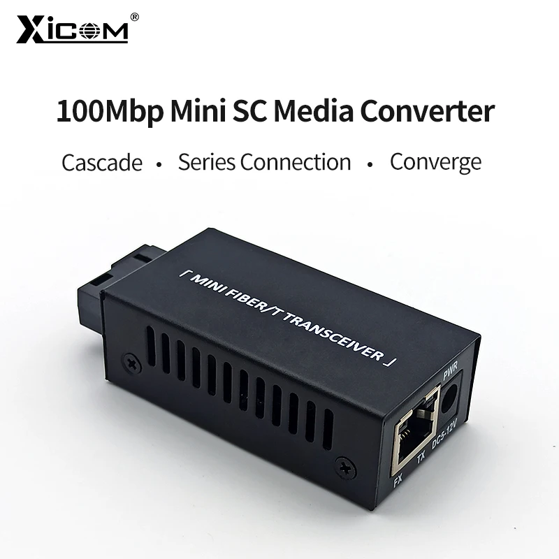 1 par 10/100M Mini interruptor fibra Ethernet convertidor de medios fibra óptica 20KM A/B SC monomodo transceptor óptico de fibra única