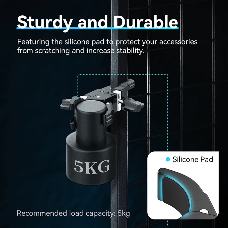 Ulanzi LC01 Super Abrazadera para soporte de luz, perillas de ajuste para accesorios de fotografía, abrazadera doble para tubos redondos cuadrados - imagen 4