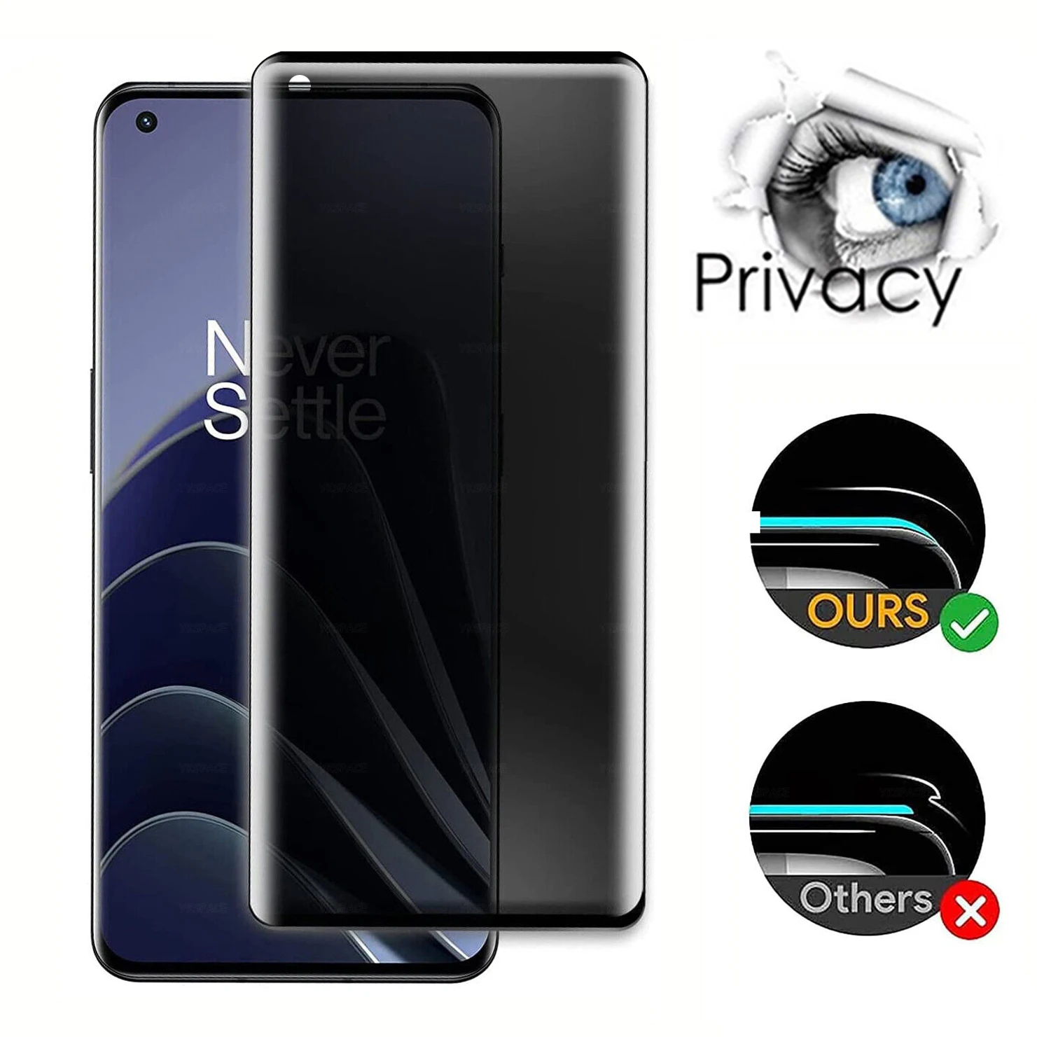 Película de vidrio templado 9H de privacidad curvada 3D para Oneplus 7 7T 8 9 10 11 11R 12 12R Ace 2 3 Pro Protector de pantalla antiespía