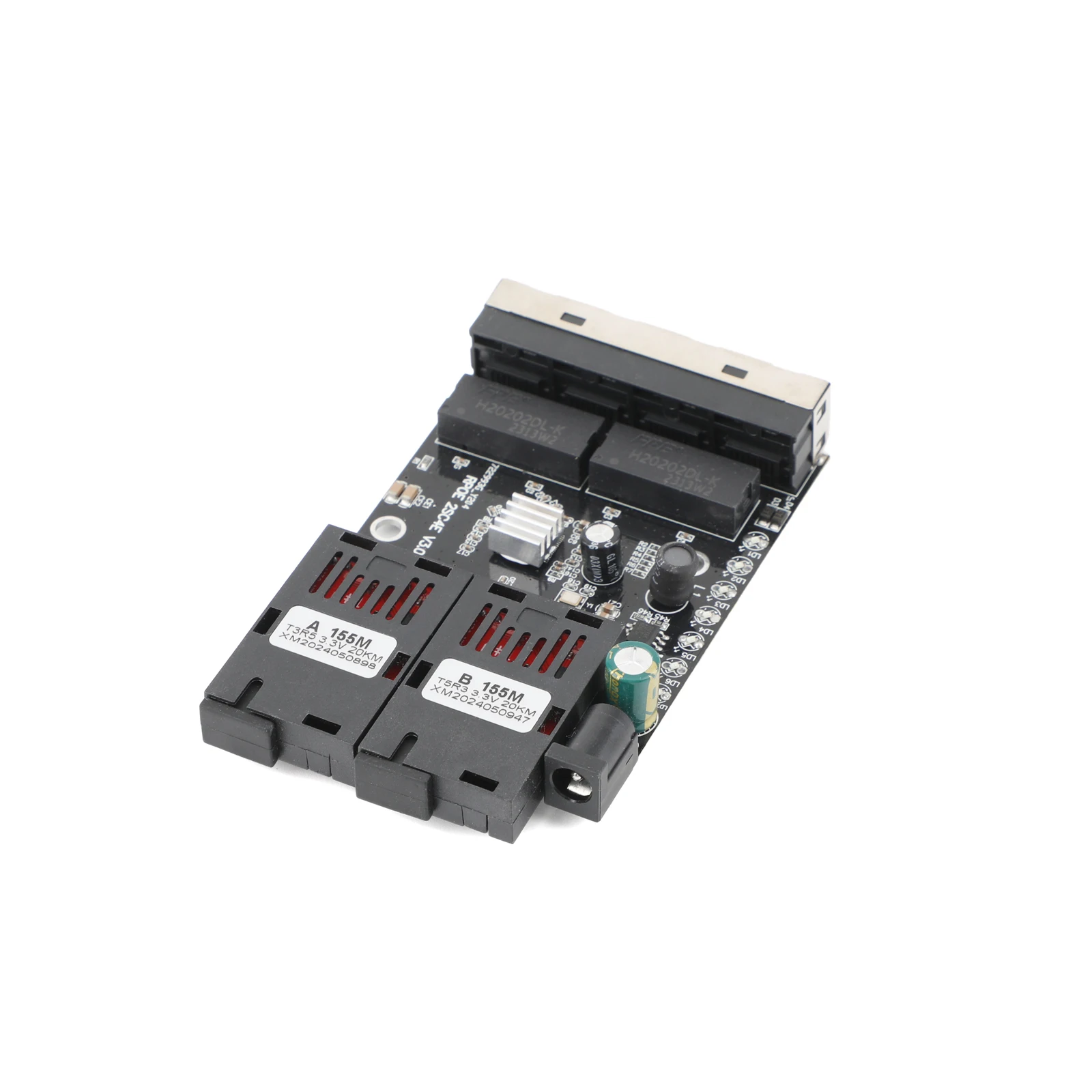 Convertidor de medios de fibra óptica 100M 4 RJ45 a 2 SC A + B conector óptico 1310nm/1550nm puertos placa PCBA 20KM interruptor Ethernet negro - imagen 5