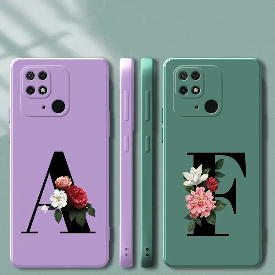 Funda con letras Lnitial para Xiaomi Redmi K60 10 14C 9 8 A2 K40 12C A1 A3x 13C, funda suave