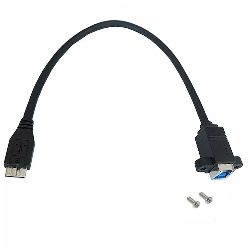 USB 3,0 MICRO B macho a BF B hembra, tornillo de bloqueo de orificio de tornillo fijo, Cable de conexión de Cable de datos - imagen 3