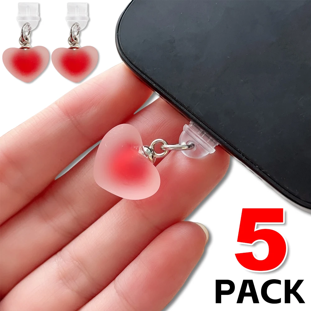 Tapón antipolvo para teléfono en forma de corazón, colgante de tapa de puerto de carga USB C tipo C DIY para iPhone 15 16, accesorios universales para teléfono tipo C