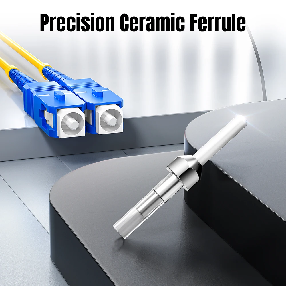 AMPCOM SC a SC UPC Cable de conexión de fibra óptica monomodo Simplex SMF 9/125μm OFNR LZSH puente de fibra óptica insensible curvado - imagen 5