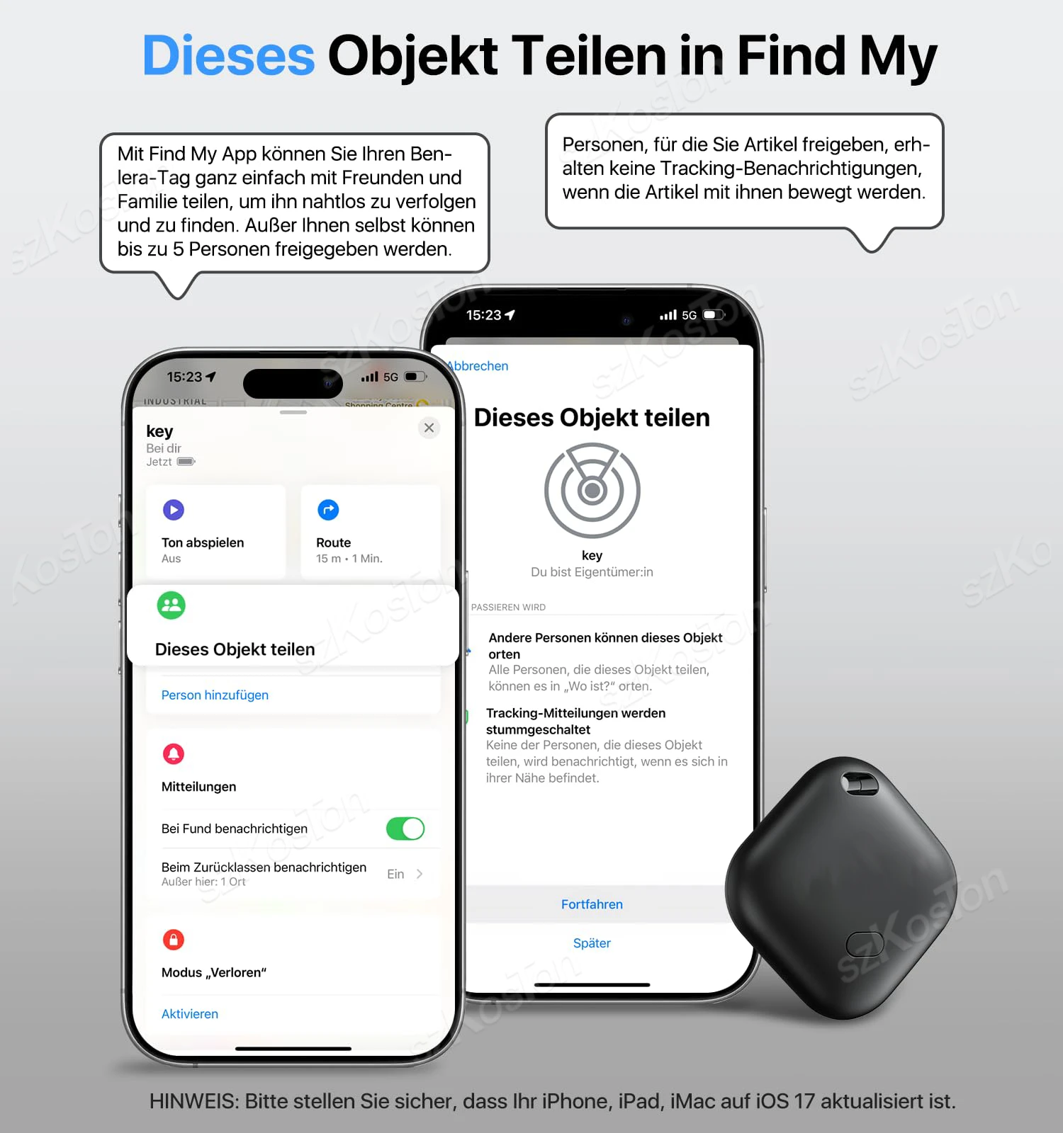 Mini rastreador GPS Compatible con iOS Find My APP Localizador de perros y gatos Buscador de niños Rastreador perdido de mascotas y automóviles iTag inteligente con llavero - imagen 5