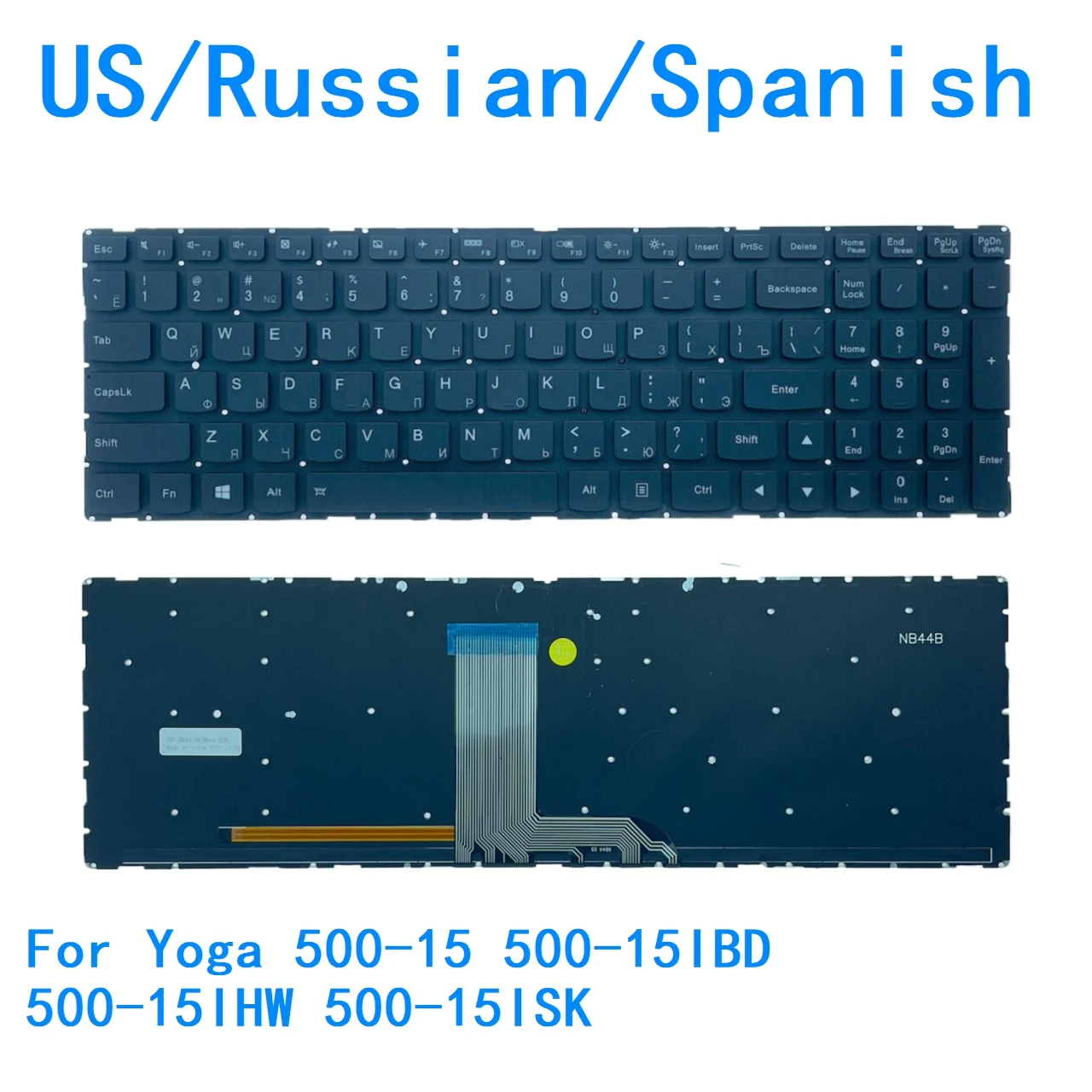 Nuevo teclado retroiluminado en idioma español ruso de EE. UU. para Lenovo Yoga 500-15 500-15IBD 500-15IHW 500-15ISK teclado de repuesto