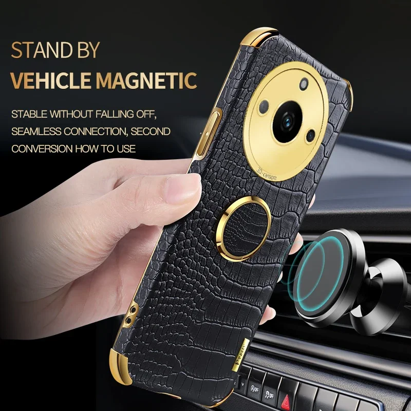 Para Realme Narzo N55 70X 60 Pro 5G N53 funda de teléfono con soporte de anillo magnético textura de cocodrilo fundas de funda suave de silicona de cuero - imagen 5