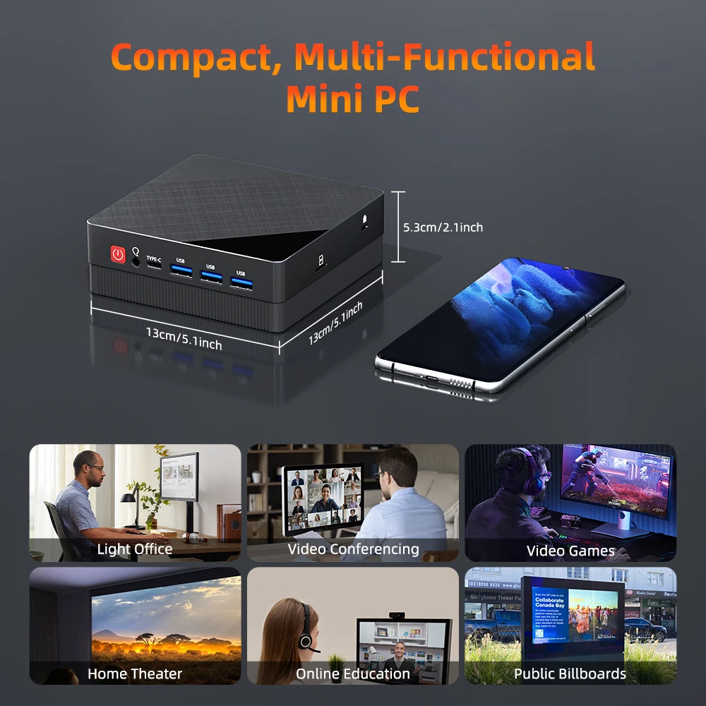 TexHoo Mini PC AMD Ryzen7 7730U R5 4300U R3 5300U ordenador de juegos de escritorio WIFI5 BT4.0 DDR4 Triple pantalla LAN Dual - imagen 4