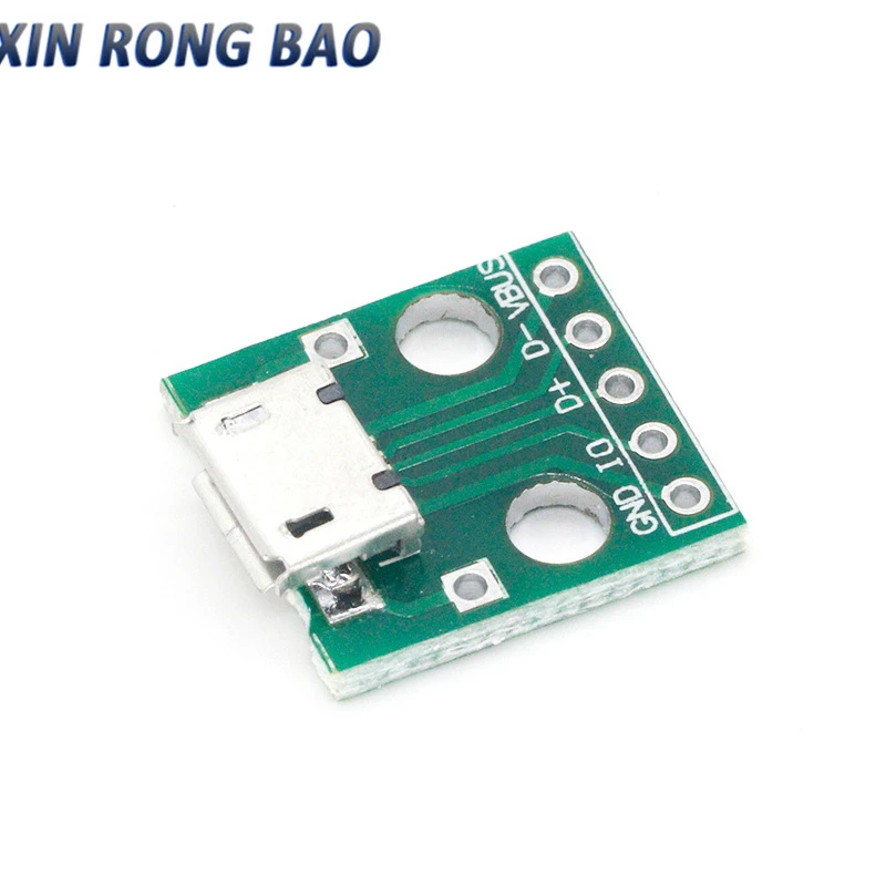 10 Uds. Adaptador MICRO USB a DIP conector hembra de 5 pines tipo B convertidor PCB placa de pruebas USB-01 placa de interruptor SMT asiento madre