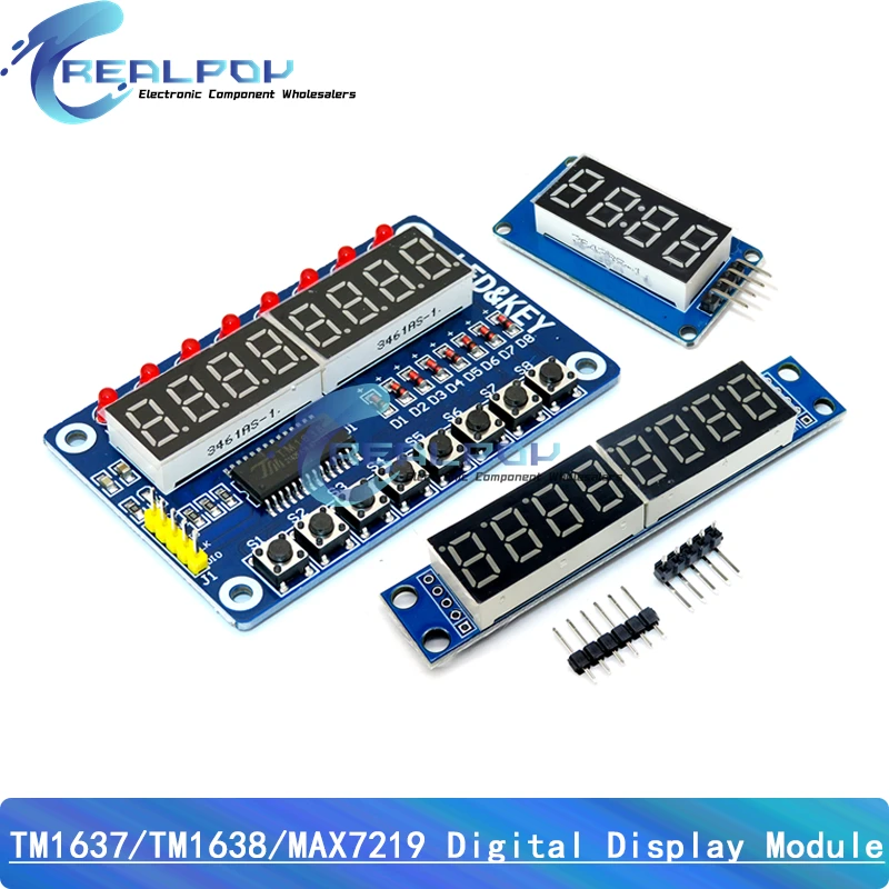 TM1638 / TM1637 4 Bits / MAX7219 Módulo de pantalla LED digital de 8 bits 7 segmentos 0,36 pulgadas reloj tubo de ánodo rojo cuatro controlador de serie