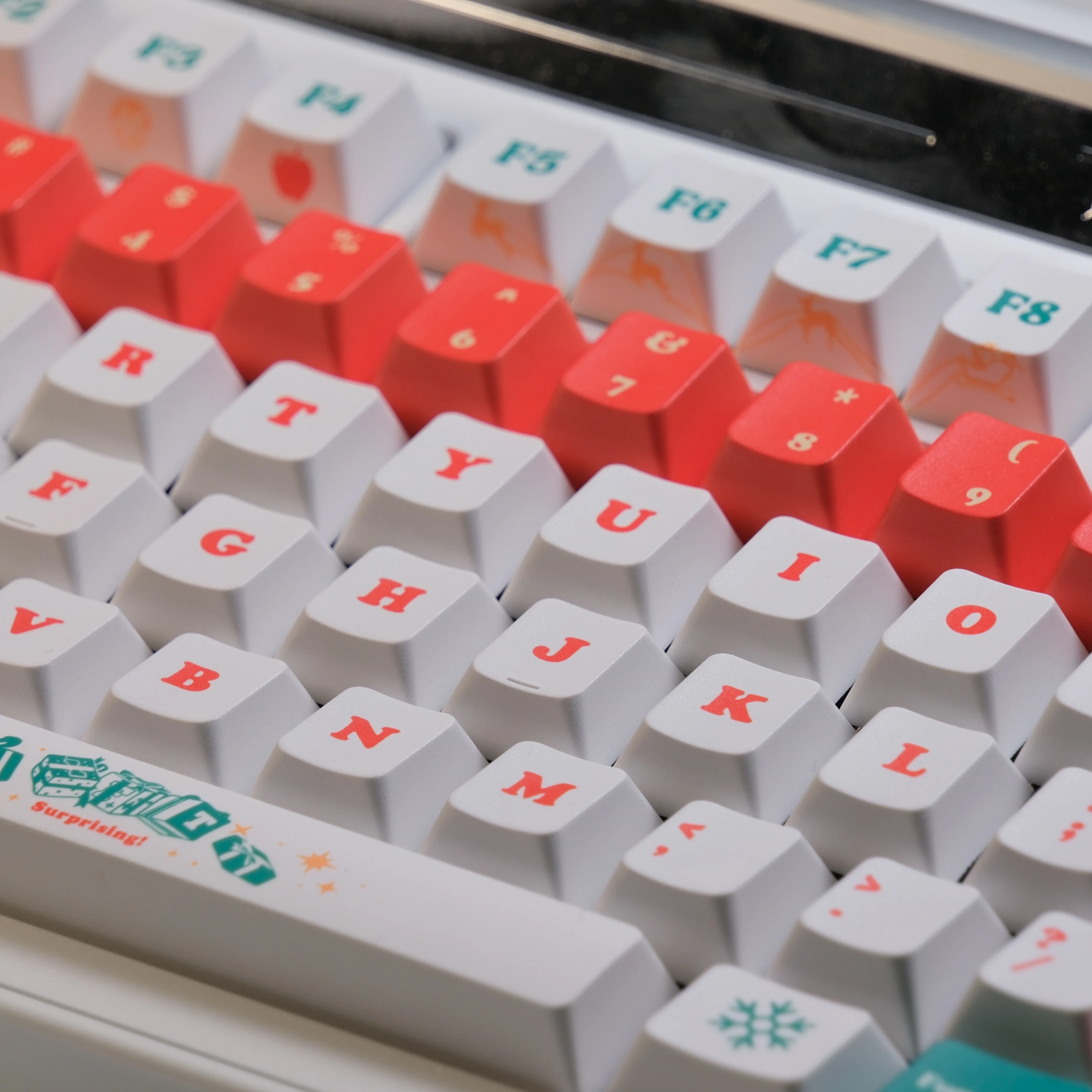 Alce Keycap Cherry Profile PBT sublimación térmica de cinco lados rojo verde Feliz Navidad tema Keycaps para teclado mecánico - imagen 5