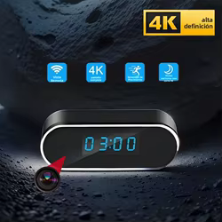 Mini cámara de visión nocturna HD4K mejorada de alta gama, compatible con detección móvil, visualización remota inalámbrica, minicámara con reloj WiFi